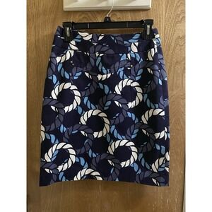 Leifsdottir Anthropologie Skirt Women's 2 Navy Blue Cotton Nautical Rope Pencil